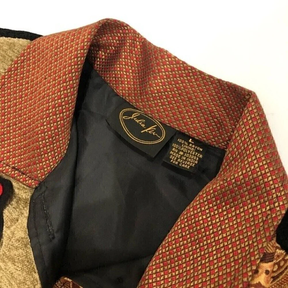JULIA KIM Velvet‎ Patched Jacket  L - Picture 8 of 8